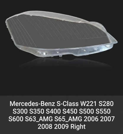 Headlight shell/Headlight lens/Headlamp cover for Mercedes-Benz S-Class W221 ,Year 2006,2007,2008,2009, Pilot Side/Right & Left Front